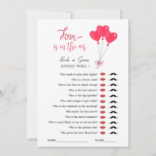 Invitación Juego de ducha de novia Corazones rojos y blancos