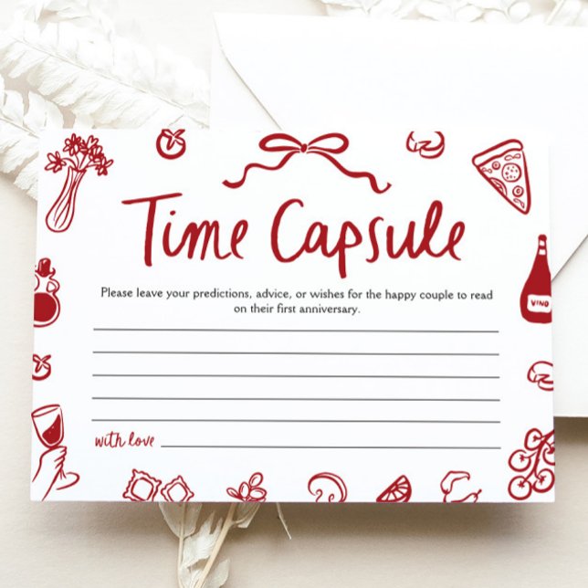 Invitación Juego de ducha de novia de la cápsula del tiempo r (Red Italian Amore Time Capsule Bridal Shower Game)