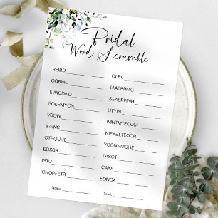 Invitación Juego de ducha de novia de Word Scramble