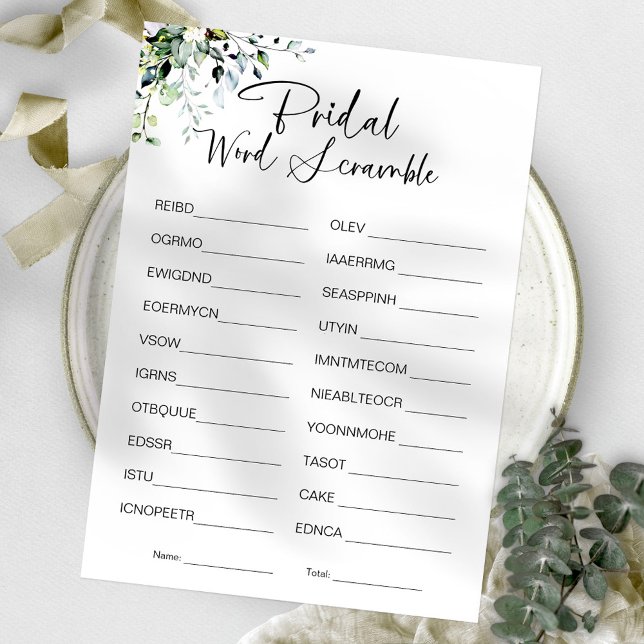 Invitación Juego de ducha de novia de Word Scramble (Subido por el creador)