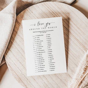 Invitación Juego de ducha de novia te amo en todo el mundo