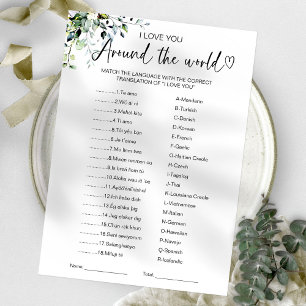 Invitación Juego de Ducha de Novia Te Amo en Todo el Mundo