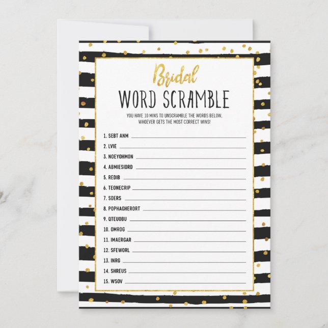 Invitación Juego de ducha de novia Word Scramble (Anverso)