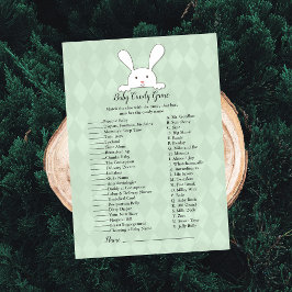 Invitación Juego de ducha de vaina blanca Conejo Verde Bebé
