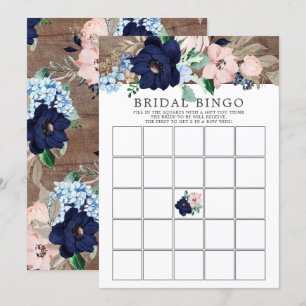 Invitación Juego de ducha nupcial BINGO Floral de la Marina
