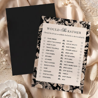 Invitación Juego de Ducha Nupcial Floral Negro '¿Qué Preferir