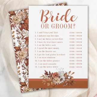 Invitación Juego de ducha nupcial floral otoñal