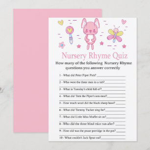 Invitación Juego de ducha para bebé Rhyme Prueba de conejo ro