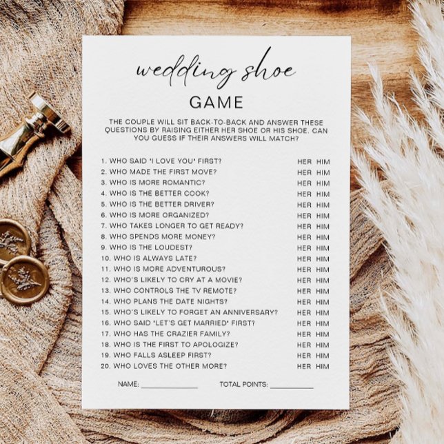 Invitación Juego de ducha para las parejas de zapatos de Boda (Minimalist Wedding Shoe Couples Shower Game Invitation)
