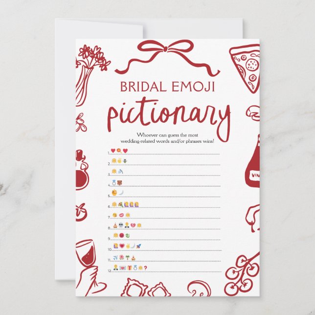 Invitación Juego de Emoji de ducha de novia con mano roja (Anverso)