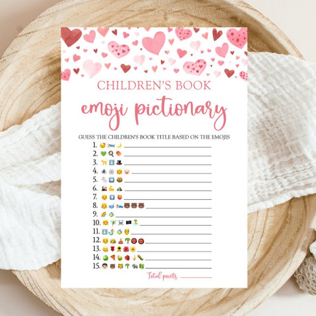 Invitación Juego de Emoji de libros para niños de San Valentí (Valentine Children's Book Emoji Pictionary Game Invitation)