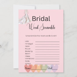 Invitación Juego de enrejado de palabra rosa con traje de nov