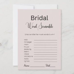 Invitación Juego de estribillo de palabras de novia gris rosa