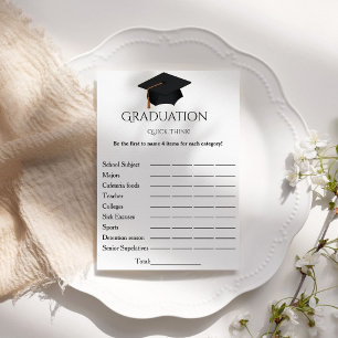 Invitación Juego de fiesta de graduación piensa rápido simple