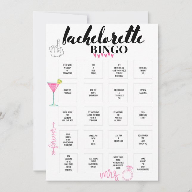 Invitación Juego de Fiestas de Bachelorette Bingo Hen (Anverso)