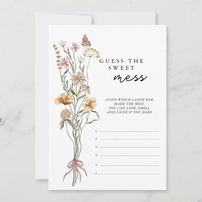 Invitación Juego de Flores Silvestres en Baby Shower Adivina  (Anverso)