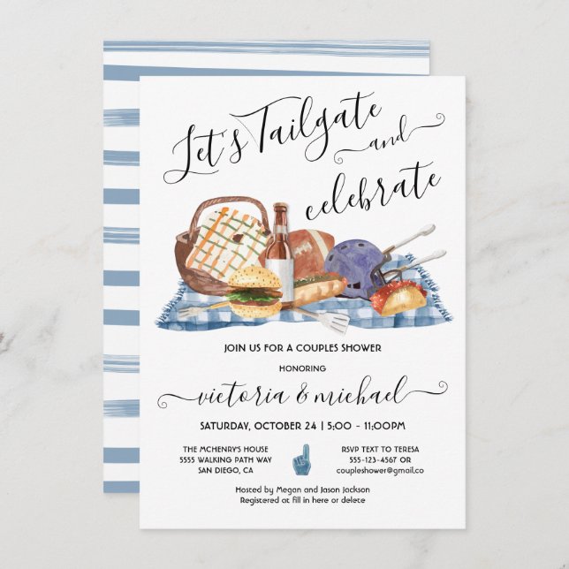 Invitación Juego de fútbol americano en la parte trasera de l (Anverso / Reverso)