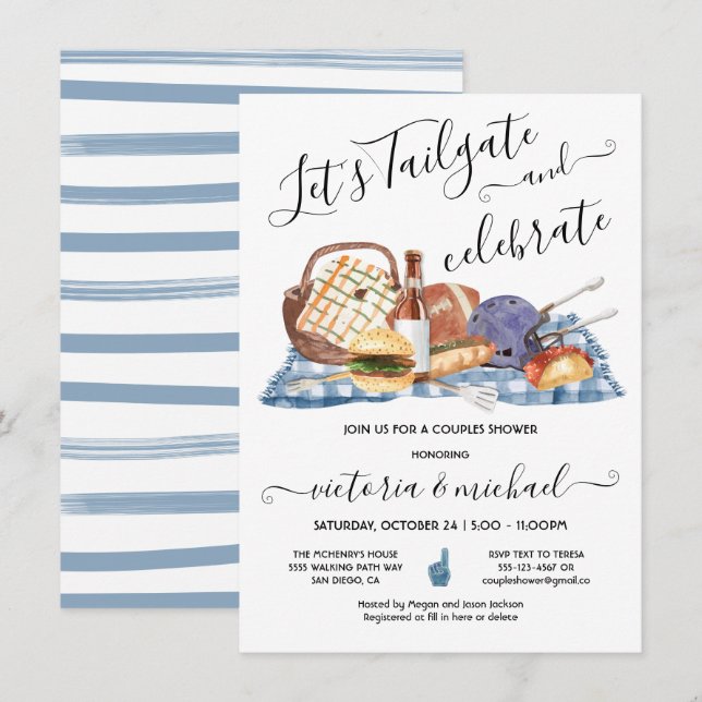 Invitación Juego de fútbol americano en la puerta trasera Par (Anverso / Reverso)