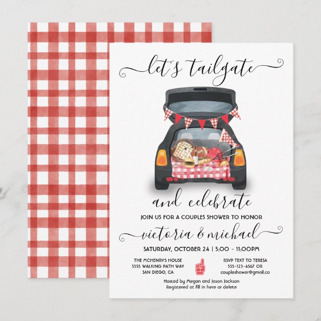 Invitación Juego de fútbol para coches portón trasero BBQ Bee (Anverso / Reverso)