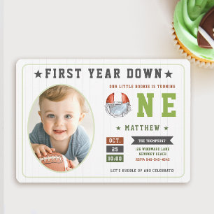 Invitación Juego de fútbol primer año abajo primer cumpleaños