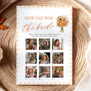 Invitación Juego de Gingham Naranja de Otoño ¿Qué Edad Tenía