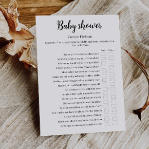Invitación Juego de Hechos o Ficción para Baby Shower, Trivia