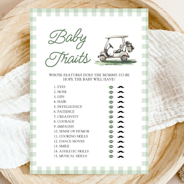Invitación Juego de la Ducha de Bebé: Rasgos del Bebé de Golf (Sage Green Golf Baby Traits Baby Shower Game)
