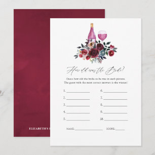 Invitación Juego de la ducha de novia de cata de vino Borgoña