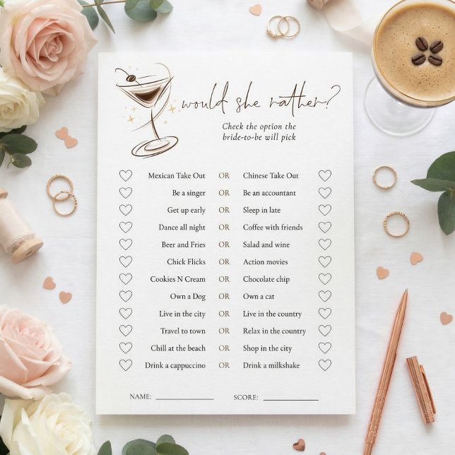 Invitación Juego de la ducha de novia Espresso Martini Doodle (Subido por el creador)