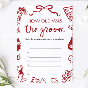 Invitación Juego de la Edad del Novio Dibujado a Mano Italian