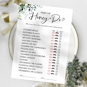 Invitación Juego de la lista de tareas para la ducha de novia