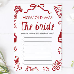 Invitación Juego de la Novia de Edad Dibujada a Mano Italiana