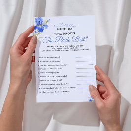 Invitación Juego de la Novia Más Conocida Algo Azul Iris Azul