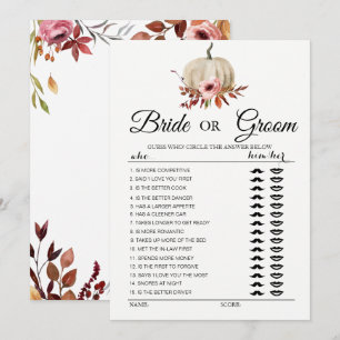 Invitación Juego de la novia o el novio de calabaza floral