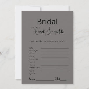 Invitación Juego de la palabra de escramble Smokey Gray Brida