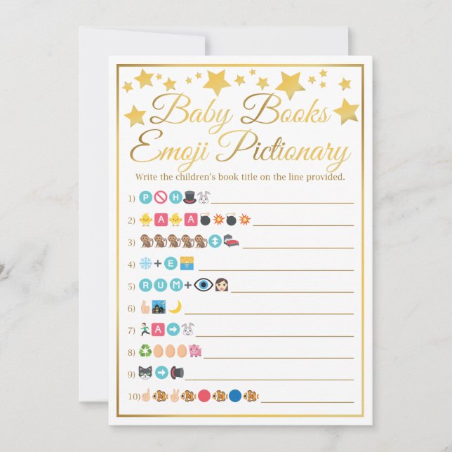 Invitación Juego de libros para bebés de la Emoji Baby Shower (Anverso)