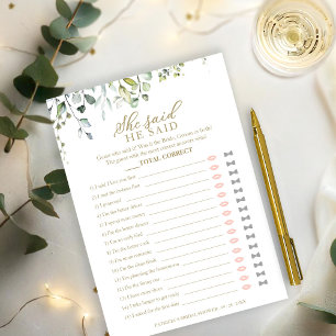 Invitación Juego de lluvia de boda con vegetación Él dijo Ell