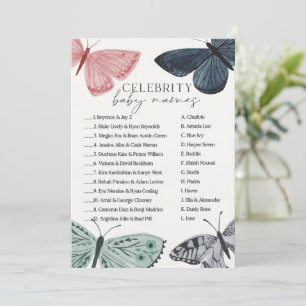 Invitación Juego de los nombres famosos del Boho Butterfly Ba