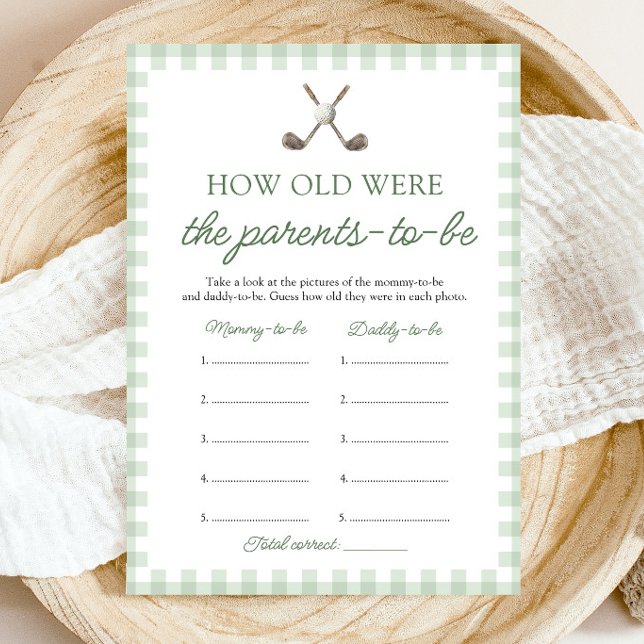 Invitación Juego de los padres de Sage Green Golf qué edad te (Sage Green Golf How Old Were The Parents Game)