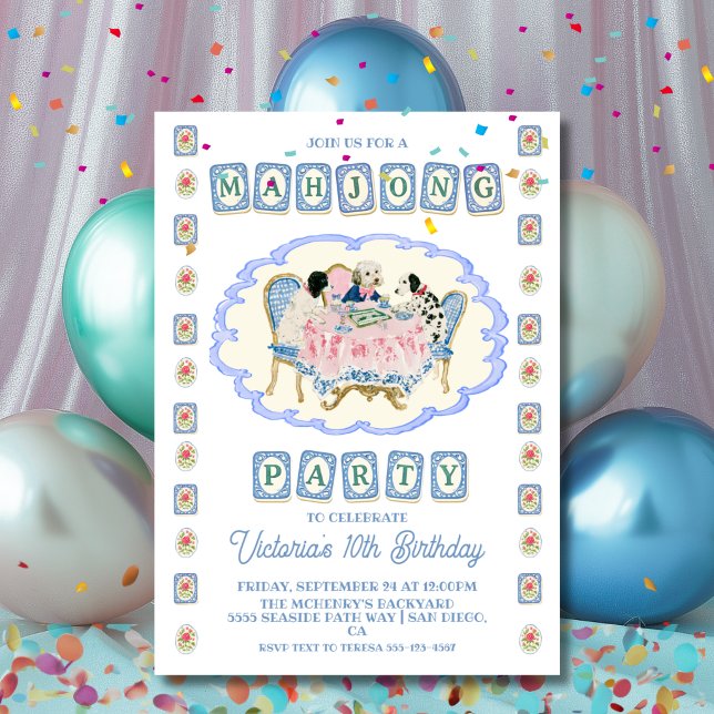 Invitación Juego de Mahjong de Perro Fiesta de Cumpleaños  (Subido por el creador)