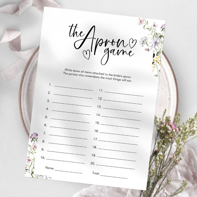 Invitación Juego de memoria Apron de Wildflower Bridal Shower (Subido por el creador)