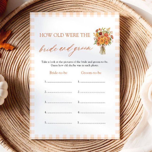 Invitación Juego de Naranja de Otoño ¿Qué Edad Tenían la Novi (Fall Orange How Old Were The Bride & Groom Game)