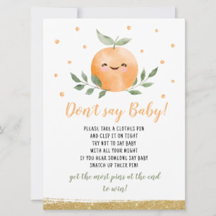 Invitación Juego de Naranja Little Cutie No Digas Bebé