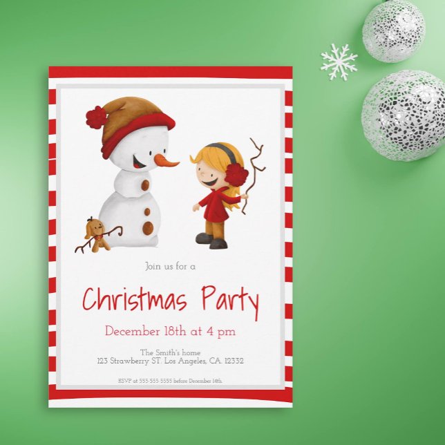 Invitación Juego de nieve con Snowman y Fiesta de Navidades C (Subido por el creador)