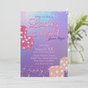Invitación Juego de Noche de Damas con Dados Iridescentes