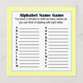 Invitación Juego de nombres de alfabetos de Baby Shower BINGO