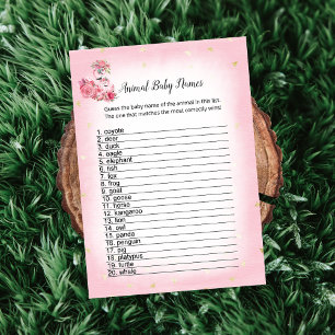 Invitación Juego de nombres de bebé animal Flamingo Ballerina