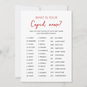 Invitación Juego de nombres de Cupido para fiesta del día de