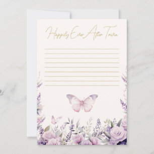 Invitación Juego de novia mariposas trivia feliz para siempre