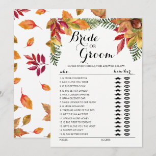 Invitación Juego de Novia o Novio editable con follaje de Oto